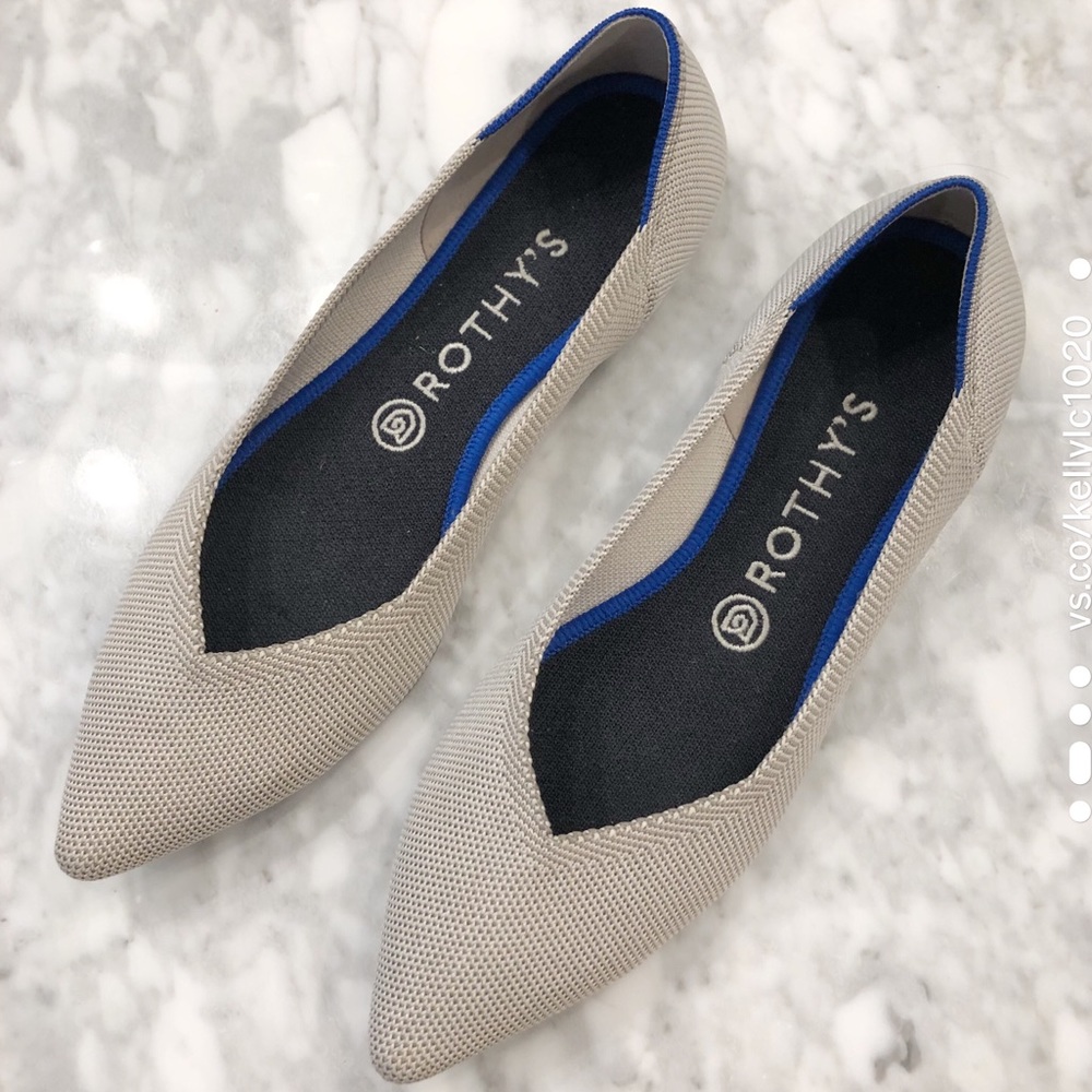 Rothys Flax Birdseye Gray Point Size 9